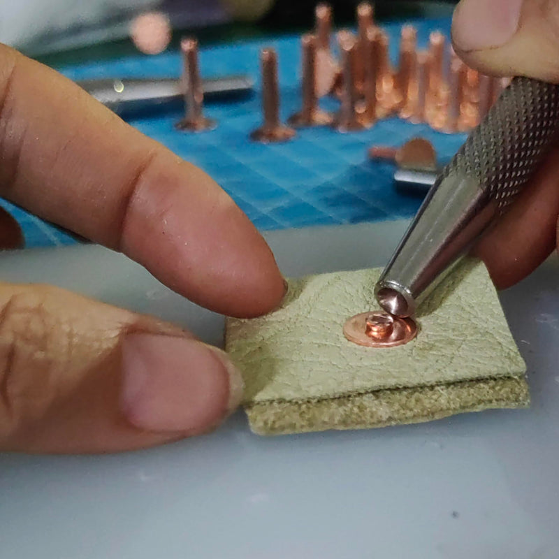 [Australia - AusPower] - Copper Rivets and Burrs Size 9 and Size 12 Copper Rivet Fastener Install Setting Tool hole punch tool Assorted Kit 