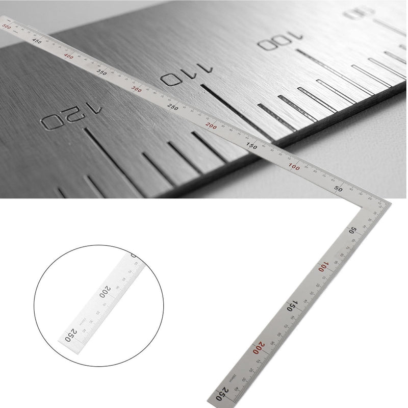 [Australia - AusPower] - 90 Degree Right Angle Finder L Ruler 24 inch Ruler Stainless Steel Easy Read Measurement Layout Template Tool(500mm*250mm) 