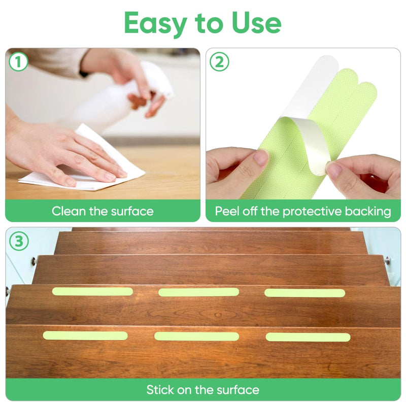 BESTOYARD Glow in the Dark Anti-Slip Tape for Stairs 7.87X0.78 Inch Waterproof Reflective Non-Skid Strips for Indoor Outdoor Steps Ramps Safety