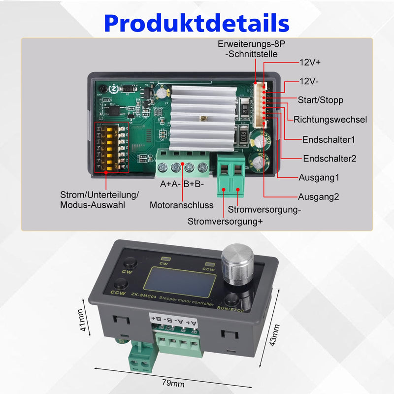 [Australia - AusPower] - Stepper Motor Driver Controller 6.6A Forward/Reverse Pulse Speed Angle Control Module with Serial PLC Communication for NEMA 17/23/34 Motors 