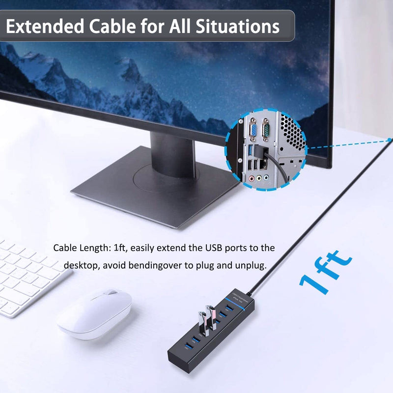 [Australia - AusPower] - USB Hub 3.0, VIENON 7-Port USB Data Hub Splitter for Laptop, PC, MacBook, Mac Pro, Mac Mini, iMac, Surface Pro and More USB Devices Expand 7 USB 