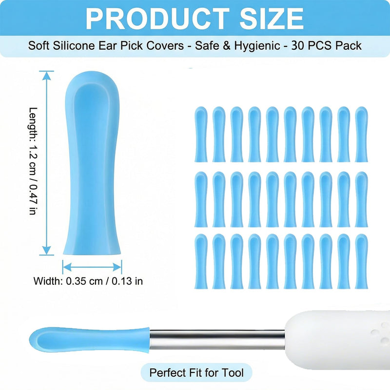 30 pieces silicone ear cleaner head for earwax remover, ear wax removal otoscope, smooth silicone ear spoon, ear cleaner accessories, replacement tips teat for adults, ear aspirator, earwax removal (B b