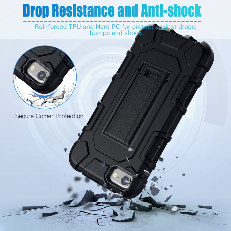 [Australia - AusPower] - iPod Touch 7th / 6th / 5th Generation Case Heavy Duty Shockproof Rugged Cover for Apple iPod Touch 7/6/5 Generation Case Black 