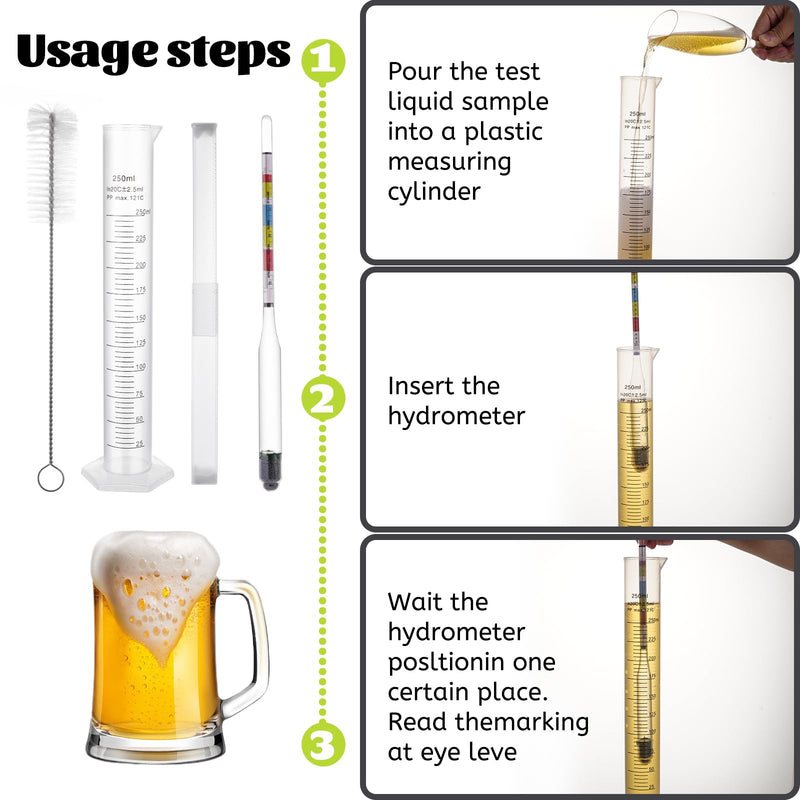 [Australia - AusPower] - Hydrometer Mead Wine Beer Brewing Ale Making Kombucha Kit,Alcohol Tester Accessories Moonshine Still Kit Complete for Home Test Equipment-Specific Gravity Abv Tester 