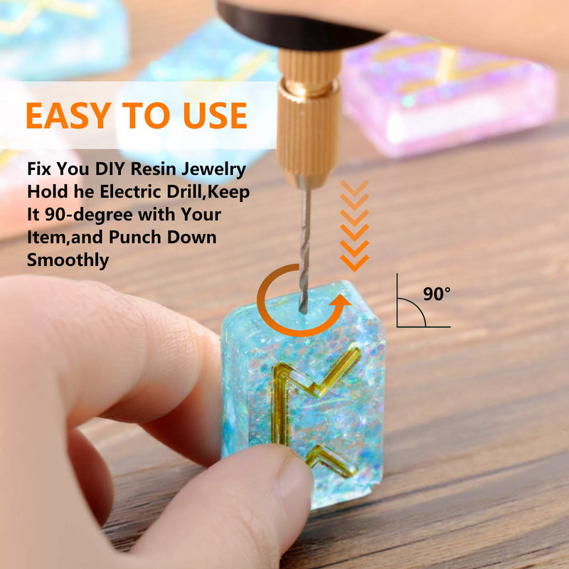 [Australia - AusPower] - Electric Hand Drill Tools Set for Resin Casting Molds, Electrical Pin Vise Kit with 8 Pieces Drill Bits (0.8 to 1.2 mm) for Resin Plastic Wood Polymer Clay Jewelry Keychain Pendant Making Supplies 