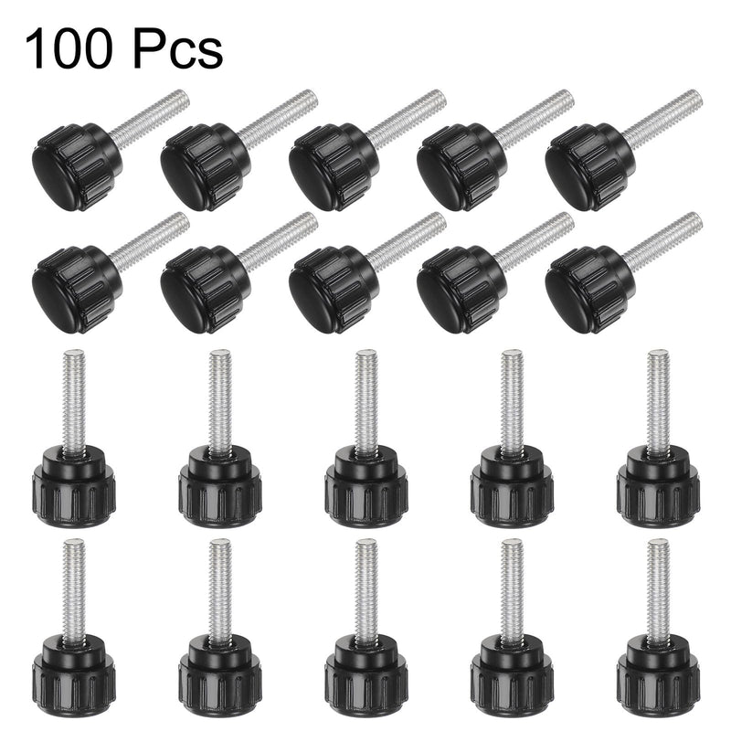 [Australia - AusPower] - uxcell 100pcs M4 x 15mm Male Thread Knurled Knobs, Thumb Screws Clamping Knobs Grip Plastic Round Head Hand Knobs Thumbscrews, Black 100 