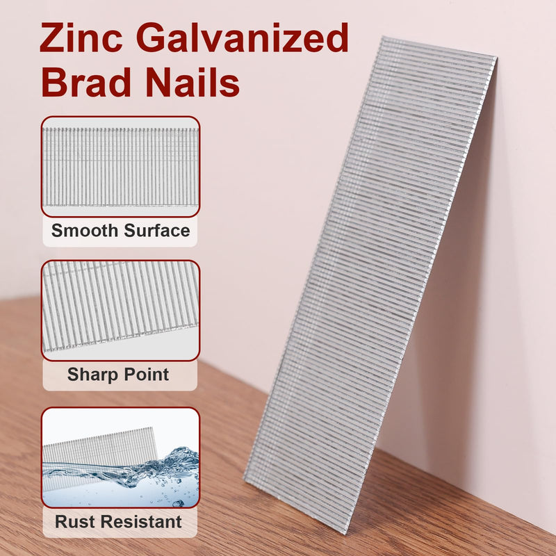 [Australia - AusPower] - 18 Gauge Brad Nails, 1000 Counts 2-inch 18 GA Brad Nails, Galvanized Nails for Nail Gun, Finishing Nail Gun Nails for Pneumatic, Electric Brad Nailer Gun 