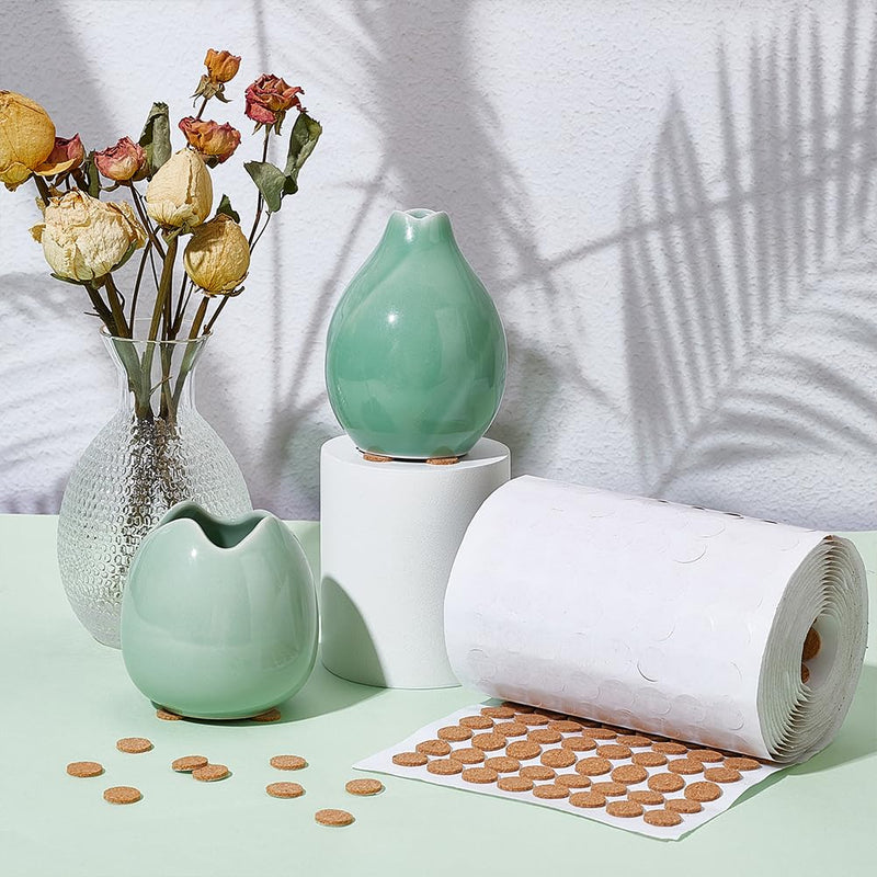 [Australia - AusPower] - BENECREAT 1400pcs 0.5x0.06 Inch Adhesive Cork Circles, Flat Round Self-Adhesive Cork Dots for Cabinets, Table Top Items, Scratching, Furniture, Electronics 