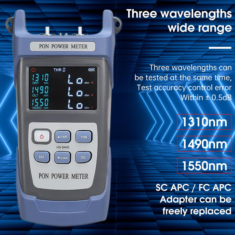 [Australia - AusPower] - PON Optical Power Meter with SC/FC APC Connector, Optical Fiber Test Equipment for PON Network 1 PON OPM-APC 