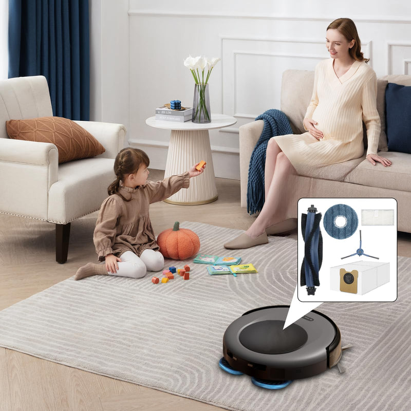 [Australia - AusPower] - 28 Pack Replacement Accessories for Eufy Omni C20 Robot Vacuums Parts, 2 Main Brush, 6 Side Brushes, 6 Washable Filters, 6 Dust Bags, 6 Mop Pads, 1 Cleaning Tool and 1 Screwdriver 