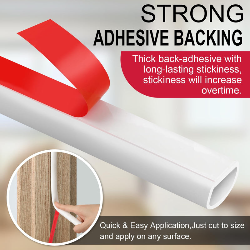 [Australia - AusPower] - ?New Upgrade?Silicone Weather Stripping Door Seal, 19.7 Feet Self Adhesive D-Shaped Door Weather Stripping for Door & Window, Seals Large Gap 3/8" (W) x 1/4" (T) x 19.7' (L) White 