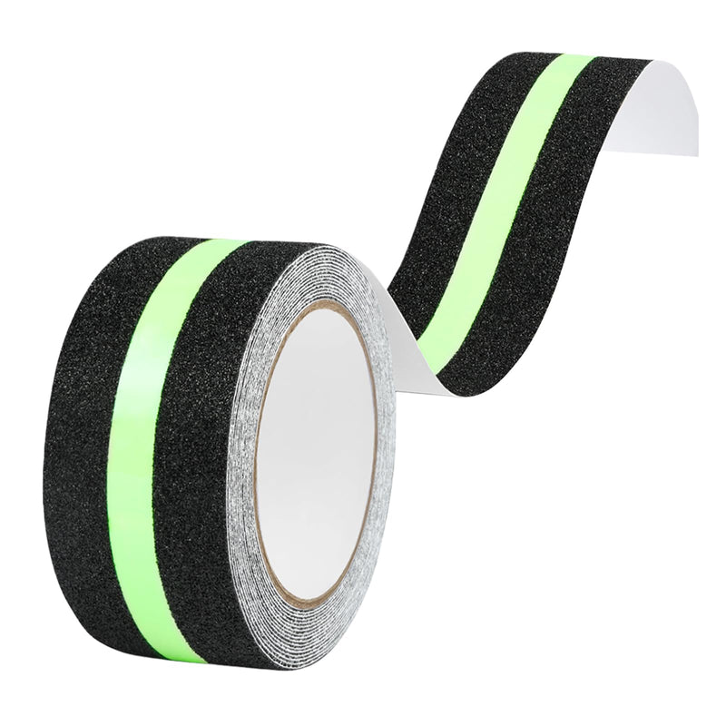 flintronic Anti Slip Grip Tape, 2" x 16.5FT Non-Slip Traction Tapes with Glow in The Dark, Strong Adhesive Traction Tape, Abrasive Adhesive for Outdoor/Indoor Stairs Floors Ramps 5cm*5m-1pc #1 Black Reflective -1pc