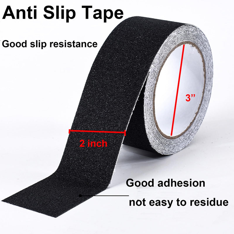 WELSTIK Anti Slip Grip Tape 2 Inch - Heavy Duty Non Skid Tape High Traction 80 Grit Non Slip for Waterproof Stairs Non Skid Treads, Indoor, Outdoor (Black, 2" X 33') 2" X 33'