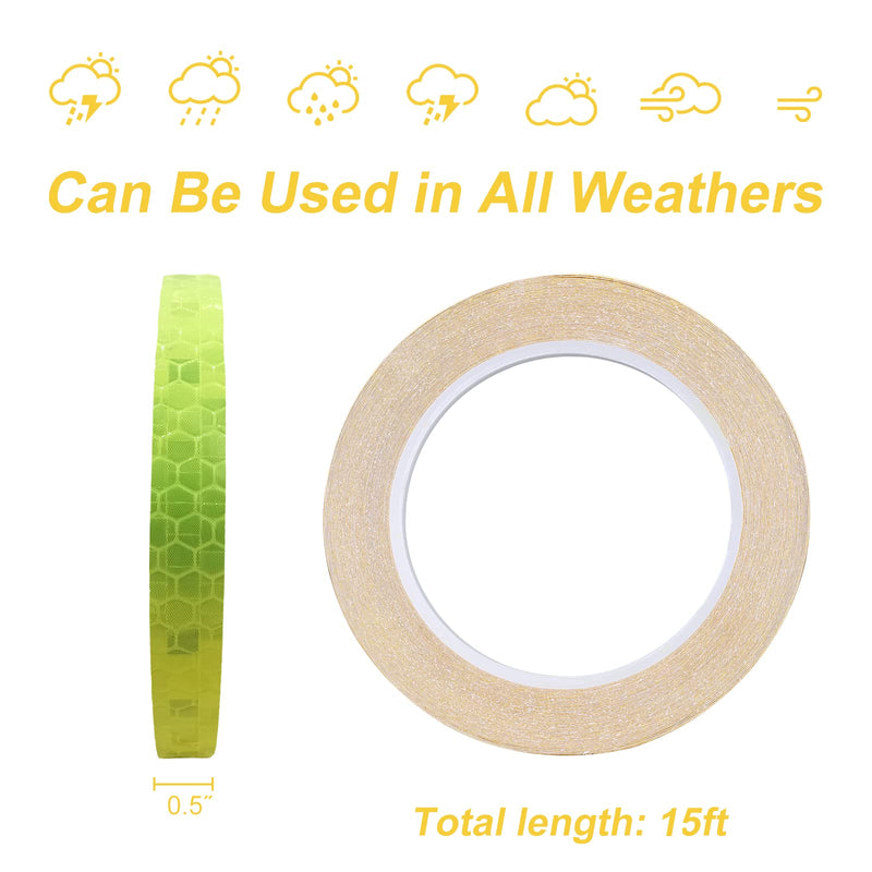 Yellow Fluorescent Reflective Tape,0.5 Inch×15 Feet Reflector Strips,High Visibility Outdoor Waterproof Self-Adhesive Reflective Tape for Bikes Cars Ships Motorcycles… 0.5 Inch×15 Feet Fluorescent Yellow