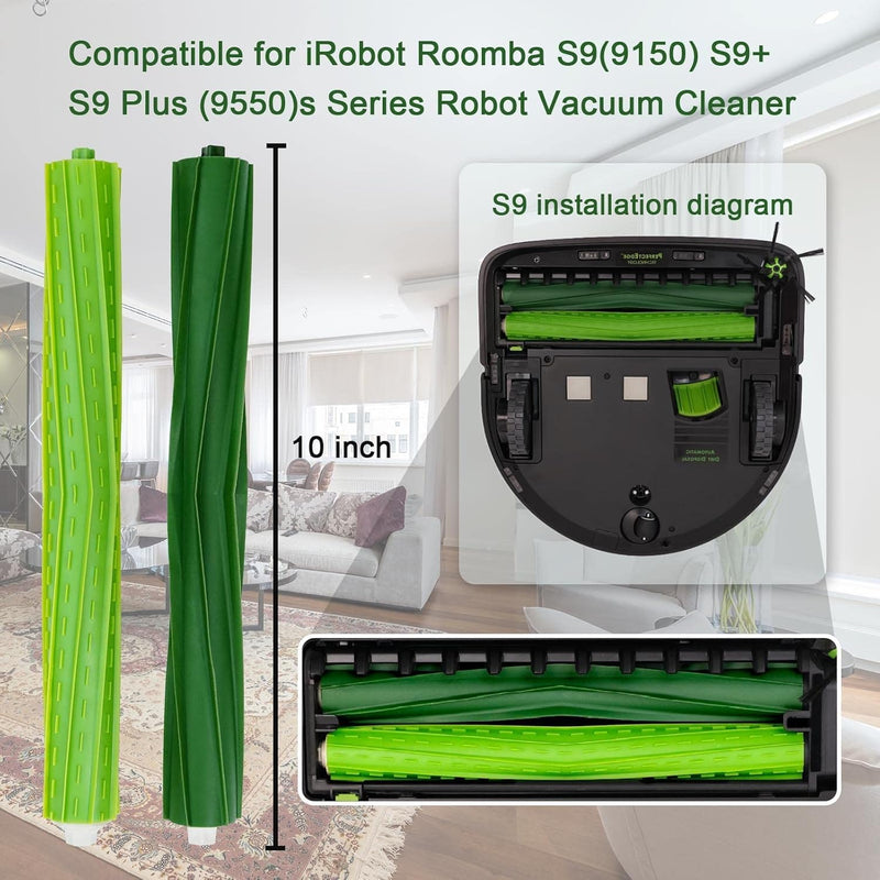 [Australia - AusPower] - Replacement Parts for iRobot Roomba s9 (9150) s9+ s9 plus (9550) S-Series Vacuum Cleaner 24 Pack, 2 Pack of Multi-Surface Rubber Roller Brushes, 6 Filters, 6 Side Brushes, 6 Dust Bags and 2 Tools 2+6+6+6 