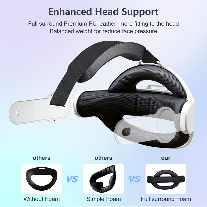 [Australia - AusPower] - Upgraded Head Strap for Meta Oculus Quest 3, Pressure-Free Elite Strap Accessories Replacement, Adjustable Headband Soft Cushion VR Headset Enhanced Comfort & Balanced Fit for Longer Immersion Quest 3 Head Strap 