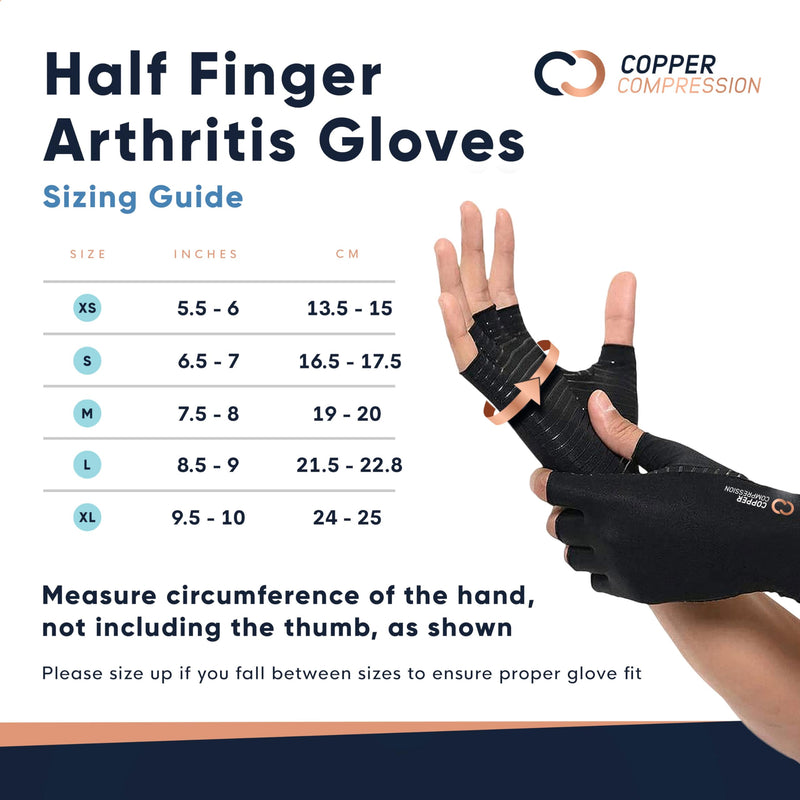 [Australia - AusPower] - Copper Compression Arthritis Gloves | Fingerless Arthritis Carpal Tunnel Pain Relief Gloves For Men & Women | Hand Support Wrist Brace For Rheumatoid, Tendonitis, Swelling, Crocheting, Typing (M) Black Medium (1 Pair) 