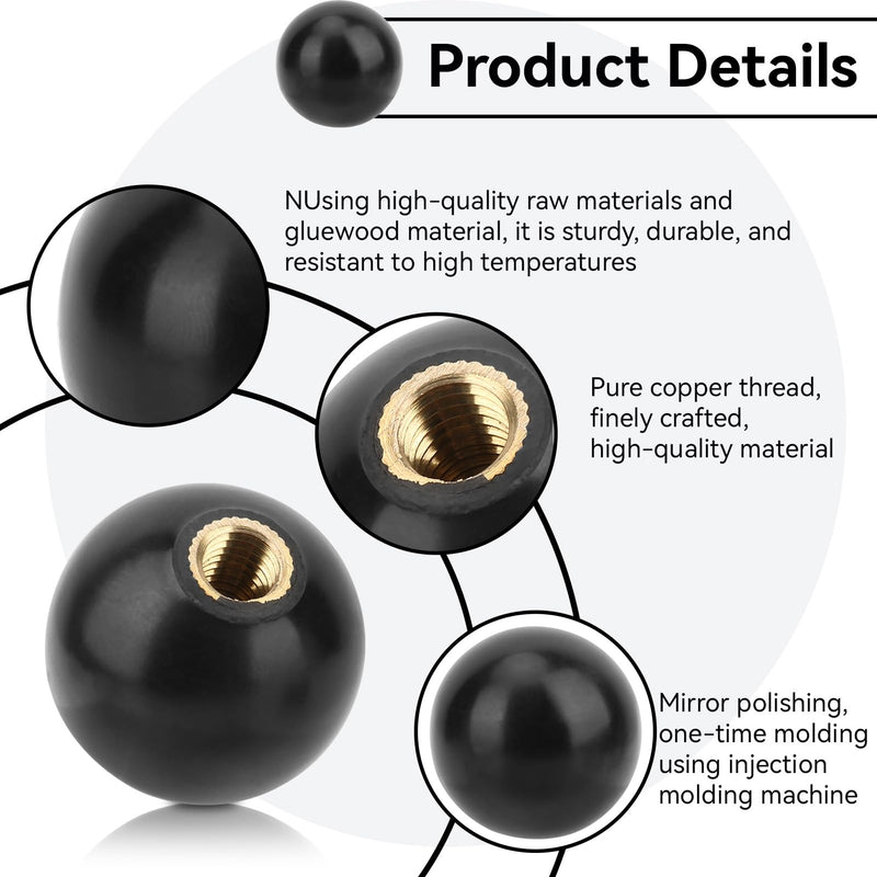 [Australia - AusPower] - M10 Female Threaded Ball Knob, 5Pcs 35mm Engineering Plastic Ball Lever Knob Lathe Tractor Machine Handle Replacement Universal Ball Knob Screw in Knobs Round Knob Easy Press(Black) 