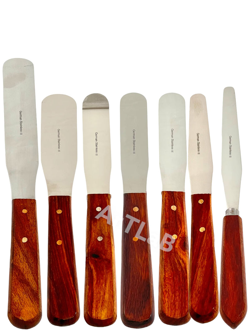 [Australia - AusPower] - ArTLaB Premium Stainless Steel Lab Spatulas with Wooden Handle Stainless Steel Blades Set of 9 -Dental Mixing Spatula Plastic Alignate Mixing Wooden Hanlde 
