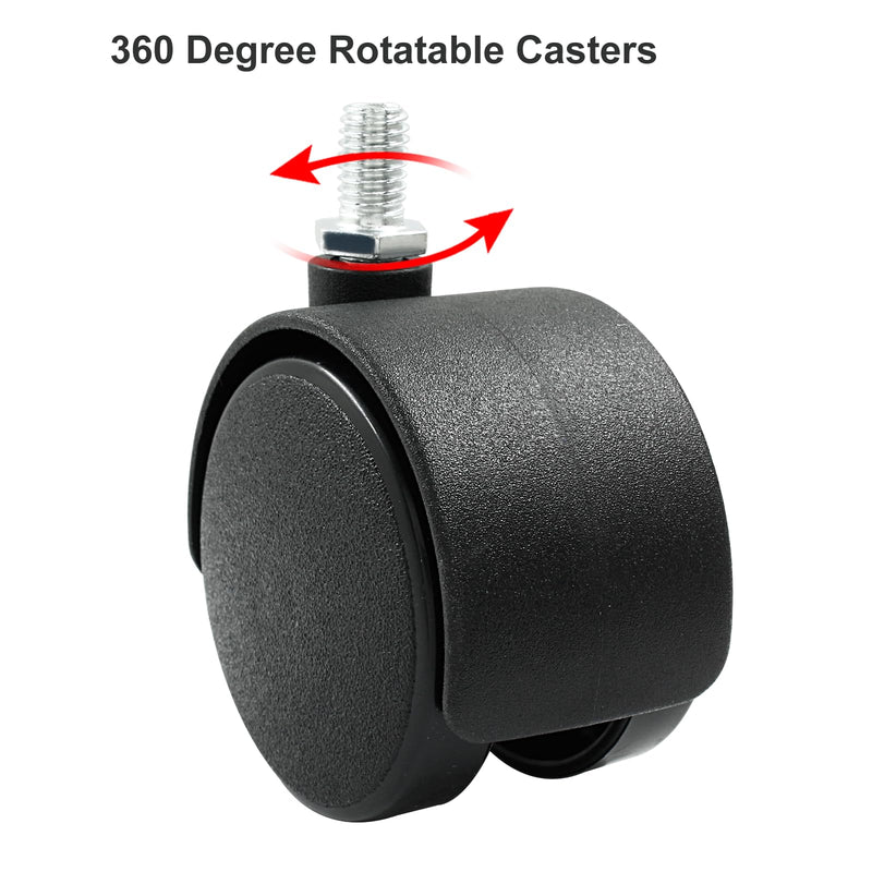 [Australia - AusPower] - 4pcs 2 Inch Swivel Caster Wheels, Black Nylon M8 Threaded Stem Caster Wheels, Heavy Duty Swivel Stem Casters Wheel Replacement for Furniture, Table, Cabinet, Shelf 2 Inch Stem 