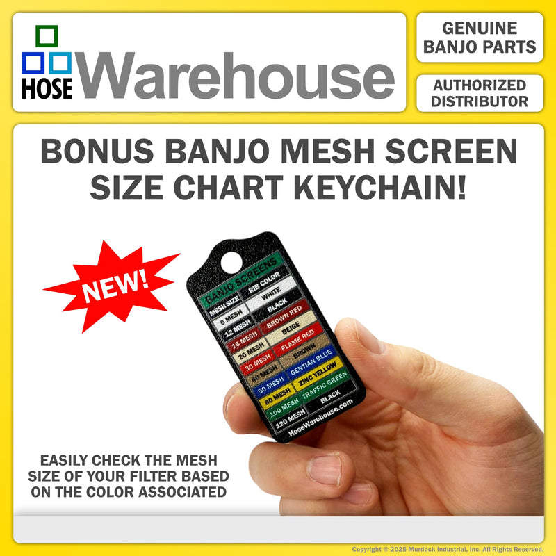 [Australia - AusPower] - Genuine Banjo LST100-30 - 1" x 1" T Line Strainer 30 Mesh Stainless Steel Screen with Bonus Mesh Screen Color Chart Keychain 