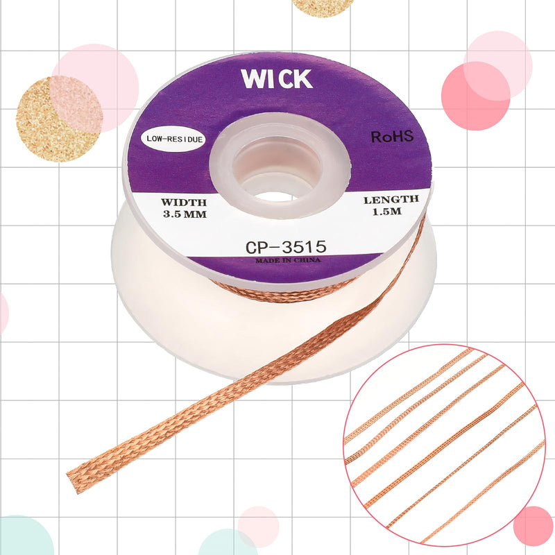 Pack of 6 1.5 m Desoldering Braid Solder Wick Solder Braid Copper Desoldering Wire 1 mm 1.5 mm 2 mm 2.5 mm 3 mm 3.5 mm No-Clean Solder Desoldering Braid High Thermal Conductivity Solder Wire for Removing Solder for Disassembly