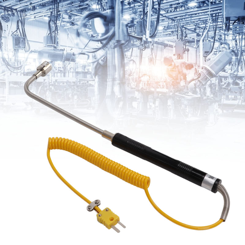 [Australia - AusPower] - K Type Thermocouple Temperature Sensor with Heat Resistant Stainless Steel Sheath and Insulated Handle for Accurate Temperature Measurement and Testing Curved Shank Surface Thermocouple 