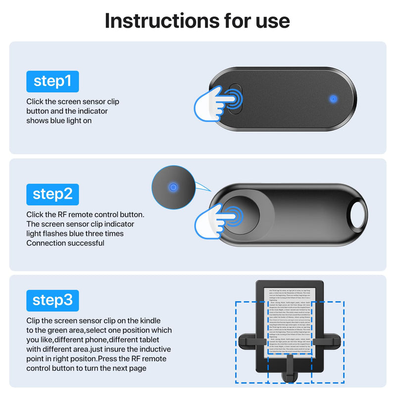 [Australia - AusPower] - RF Remote Control Page Turner for Kindle Paperwhite Accessories Ipad Reading Kobo Surface Comics/Novels iPhone Tablets Android Taking Photos Camera Video Recording Remote Triggers Black 