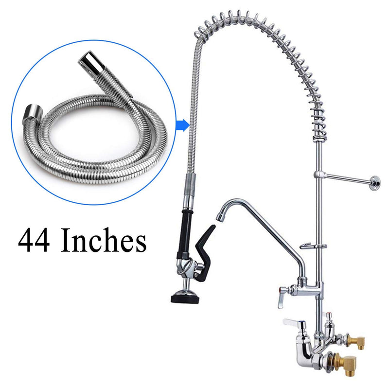 COOLWEST Flexible Metal Stainless Steel Hose 44 Inch for All Commercial Pre-Rinse Kitchen Sink Faucets Flexible Hose Replacement (111CM 44") 44inch Hose