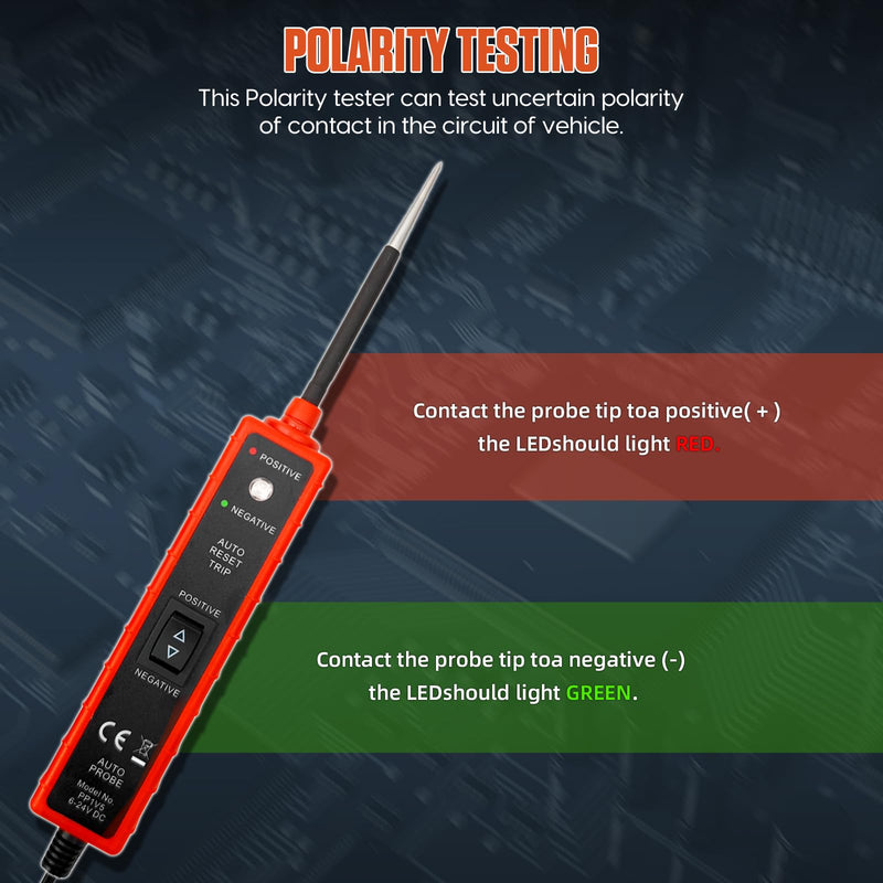 [Australia - AusPower] - 6-24V Power Short Circuit Probe Tester with LED test light short-circuit tracking location and buzzer alarm, Automative Circuit Tester polarity test and continuity test function 