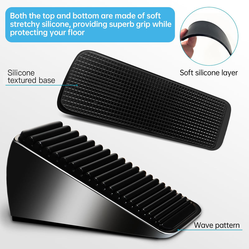 [Australia - AusPower] - Strongest Large Door Stopper - Heavy Duty Tall Door Stop Wedge Door Stoppers for Bottom of Door, Tall up to 2.6 In Doorstop Zinc Alloy and Silicone Made Suits Any Heavy Door Any Smooth Floor Black - 1 Pack 
