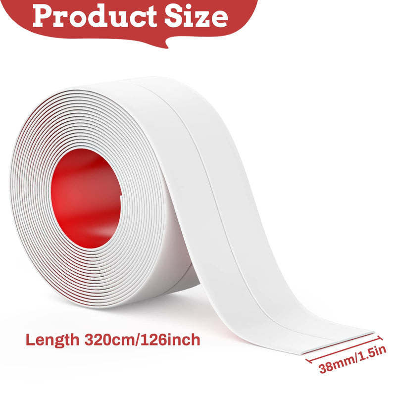 [Australia - AusPower] - Caulk Tape, 3 Roll Self Adhesive Caulk Strip Waterproof, Caulking Sealant Tape for Kitchen, Countertop, Bathroom, Sink, Shower, Bathtub, Toilet Edge Protector with Sealing Tool (1.5" x 10.5Ft) 3 Rolls 
