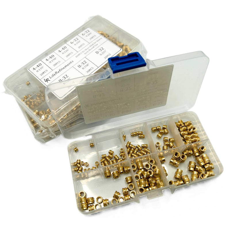 [Australia - AusPower] - 4-40 6-32 8-32 (160pcs) Standard Threaded Inserts for Plastic Heat Set English Insert Knurled Nut Insert Threaded Brass Insert Assortment Kit for 3D Printing Injection Molding Thread Nuts 