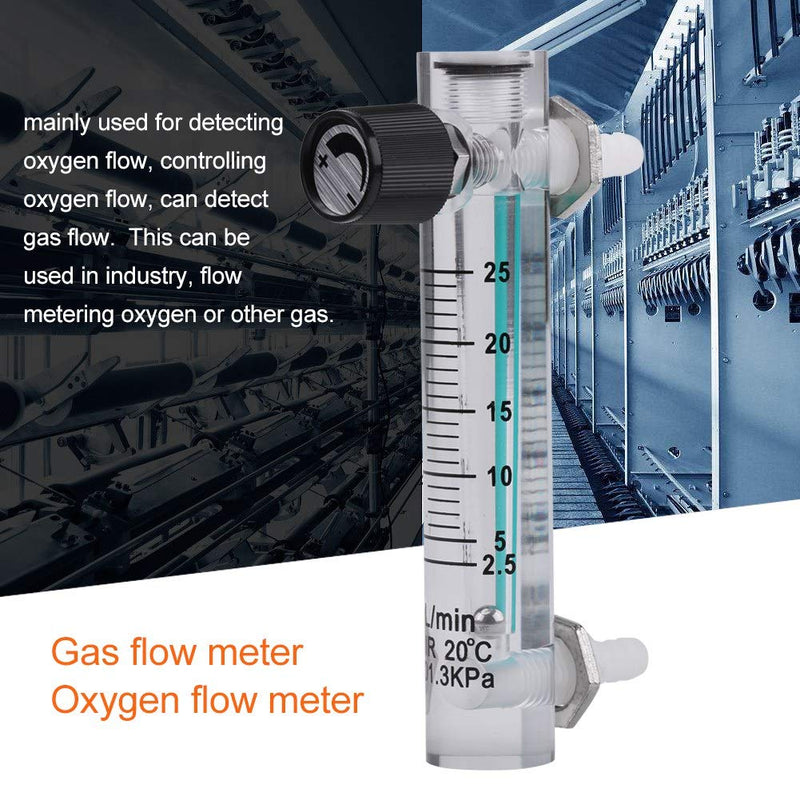 Wakects Gas Flow Meter, LZQ-5 Flow Meter 2.5-25LPM Flow Meter with Control Valve for Oxygen/Air/Gas