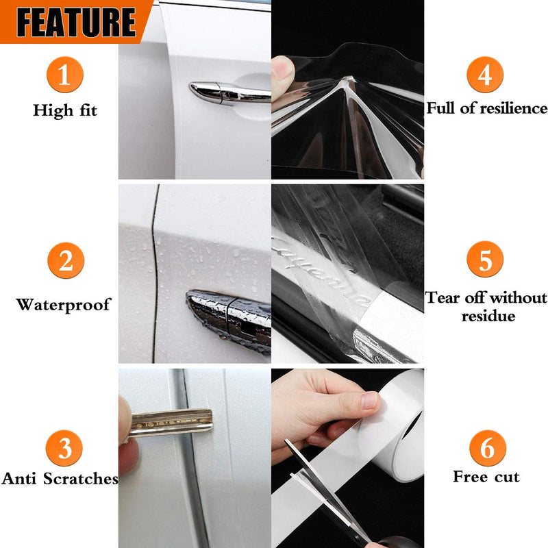 MYFAMIREA Anti-Scratch Anti-Collision Adhesive Strip Car Door Edge Guard Protector Strip Car Door Scuff Plate Protectors Transparent Invisible Tape for Rear Bumper/Door(33Ft x 2In) 33Ft x 2In