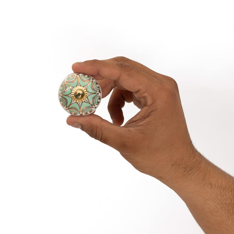 Doorknobs Hand Painted Antique Ceramic Knobs, Contemporary Dresser Drawer Pull and Push Furniture Handle Knobs for Cabinet, Wardrobes, Cupboards, Drawer, Antique Décor, Pack of 10 vb013