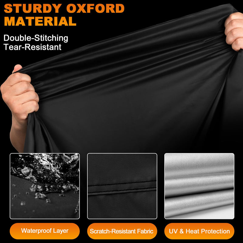 [Australia - AusPower] - Favoto Motorcycle Cover Waterproof Outdoor - All Season Sun Protection Universal Fit Oxford Cloth with Lock-Holes Rain Snow Dust Proof Fits up to 86.6" Motorbikes Vehicle Motorbike Cover 86.6" Black & Silver 
