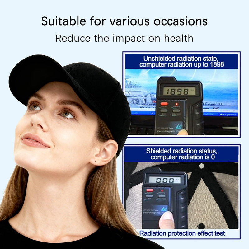 Effective 99.99% Anti R.adiation Cap E.M.F Protection Hat Shielding WiFi 5G Hat Black, 51-61cm/21-24in One Size