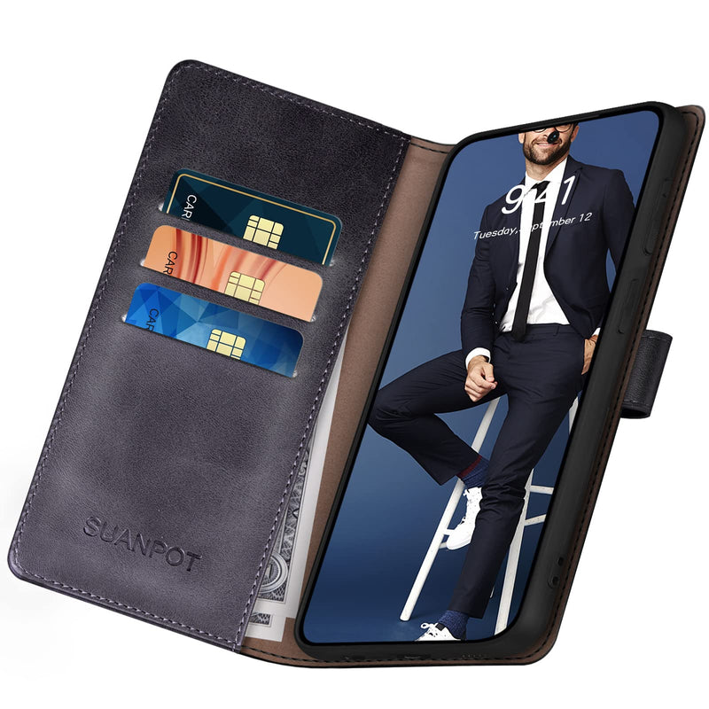 [Australia - AusPower] - SUANPOT for Samsung Galaxy S24 5G Wallet case with RFID Blocking Credit Card Holder,Flip Book PU Leather Protective Cover Women Men for Samsung S24 Phone case Black 