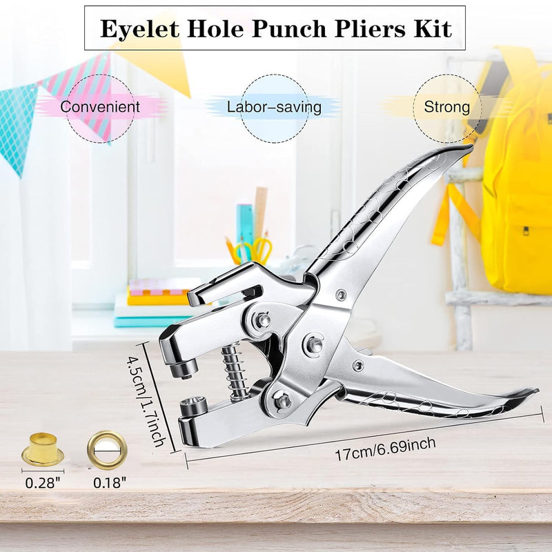[Australia - AusPower] - Eyelet Hole Punch Pliers, 3/16 in(5mm) Eyelet Grommet Pliers Kit Metal Eyelets Kits with 100PCS Grommets Shoe Eyelets Grommet Sets for Leather Fabric Belt Clothes Decorative Repair 