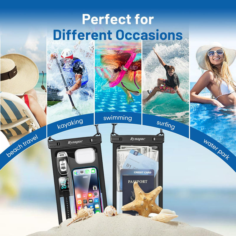 [Australia - AusPower] - [Up to 10"] Large Waterproof Phone Pouch Bag - 2Pack Waterproof Phone Case for iPhone 15 Pro Max 14 13 12 Galaxy S23 S22 S21, IPX8 Cell Phone Water Protector Pouch Beach Essentials Vacation Must Haves Extra Large [10-inch] 