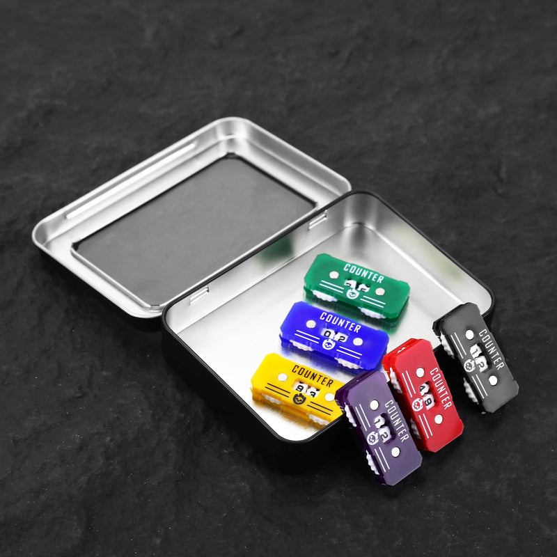 [Australia - AusPower] - 6PCS Life Counter Set with Metal Box, Health Tracker Life Counters Twin Digits for Magic Card Games Accessories D&D RPG CCG TCG Tabletop Board Games A Color Matching-6pcs 
