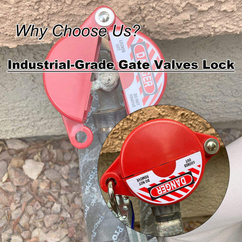 [Australia - AusPower] - Gate Valve Lockout and Safety Padlock, 1Set, Hose Bib Lock for Outdoor Faucet Knob/Water Spigot/Propane Tank, 1 to 2-1/2 in Dia Valve Handles, Plastic Red Secure Lock Device for Outside Garden Valve Valve Lockout and Safety Padlock 1 Set 