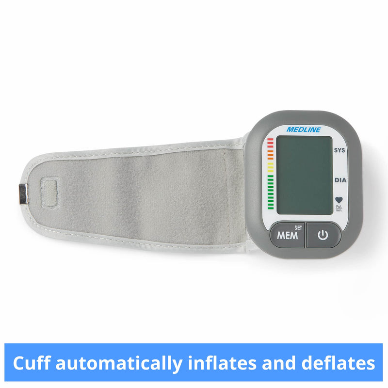 [Australia - AusPower] - Medline Digital Wrist Blood Pressure Monitor, BP Cuff with Batteries Included (60 Reading Memory) 