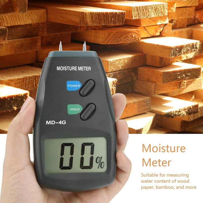 [Australia - AusPower] - Wood Meter MD-4G LCD Digital Hygrometer Humidity Tester for Timber with Large LCD Screen,High Accuracy,Probe,Data Hold and Low Battery Indication 