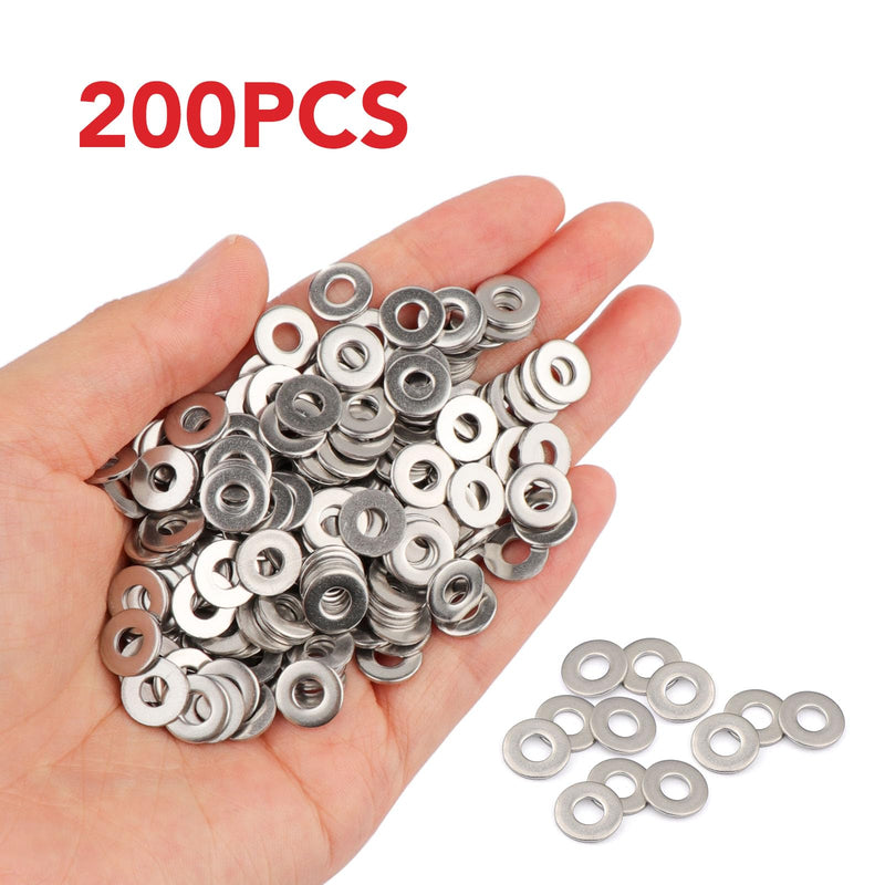 [Australia - AusPower] - 200pcs #8 x 7/16'' Washers 304 Stainless Steel Flat Washers Universal Metal Washers #8 x 7/16'' 