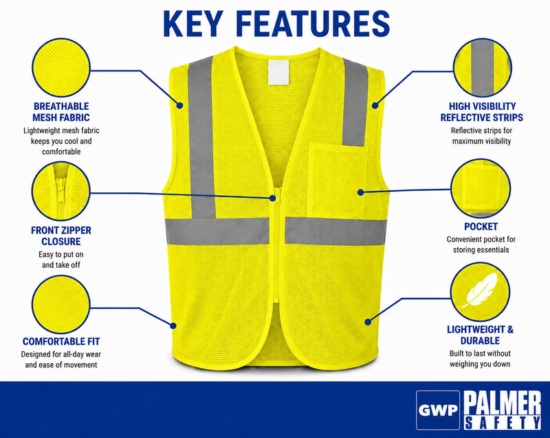 ATERET Reflective High Visibility Safety Vest, Class 2 Type R, 5 Pack I Compliance with ANSI/ISEA 107-2015 3X-Large Hi-vis Green
