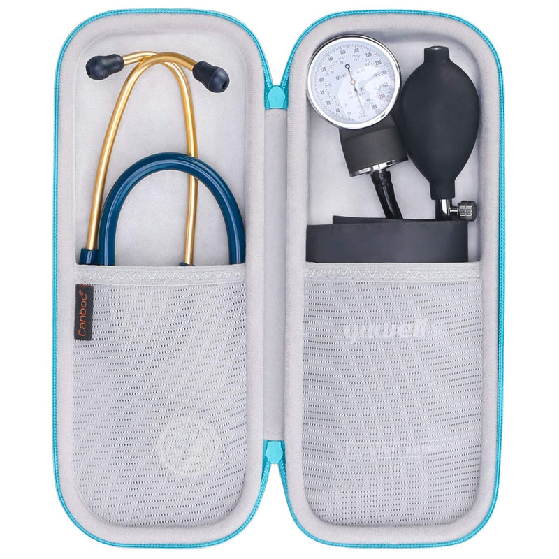 [Australia - AusPower] - Canboc Hard Stethoscope Case for 3M Littmann Classic III, Lightweight II S.E, Cardiology IV, MDF Acoustica Stethoscope, Mesh Pocket fits Medical Scissors, Penlight, Oral Thermometer, Turquoise 