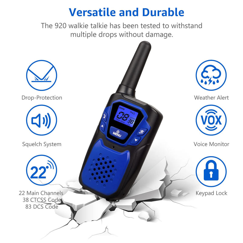 [Australia - AusPower] - Topsung Walkie Talkies for Adult,Rechargeable Long Range Walky Talky with Batteries and Charger,Portable Two Way Radio with NOAA Weather Alert for Hiking Camping and Skiing(Blue and Purple 2 Pack) pack of two Blue & Purple 