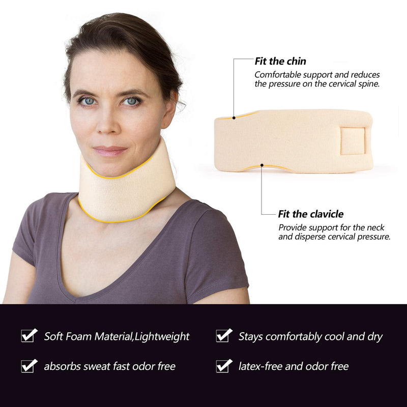 [Australia - AusPower] - Soft Foam Neck Brace Universal Cervical Collar, Adjustable Neck Support Brace for Sleeping - Relieves Neck Pain and Spine Pressure, Neck Collar After Whiplash or Injury (2.5" Depth Collar, M) White Narrow 2.5" Depth Collar Medium (13.3-15.7 Inch) 